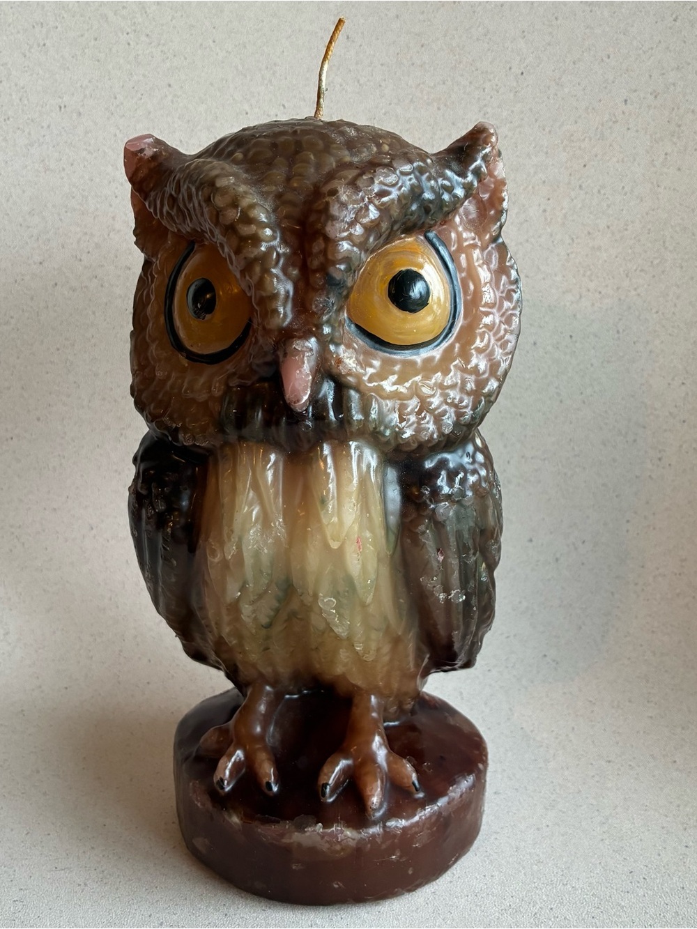 Vintage Waxed Owl Candle